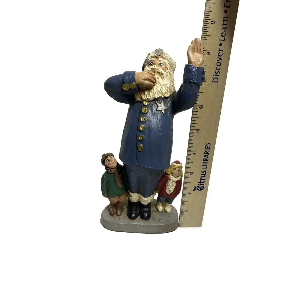 Vintage‎ Wood World Santa Figure Police Officer Sheriff Children 1993 Christmas